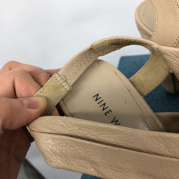 Nine West Nude Leather Suede Victoria Cut Out Platform 5" Slingback size 5.5 - Picture 10 of 14